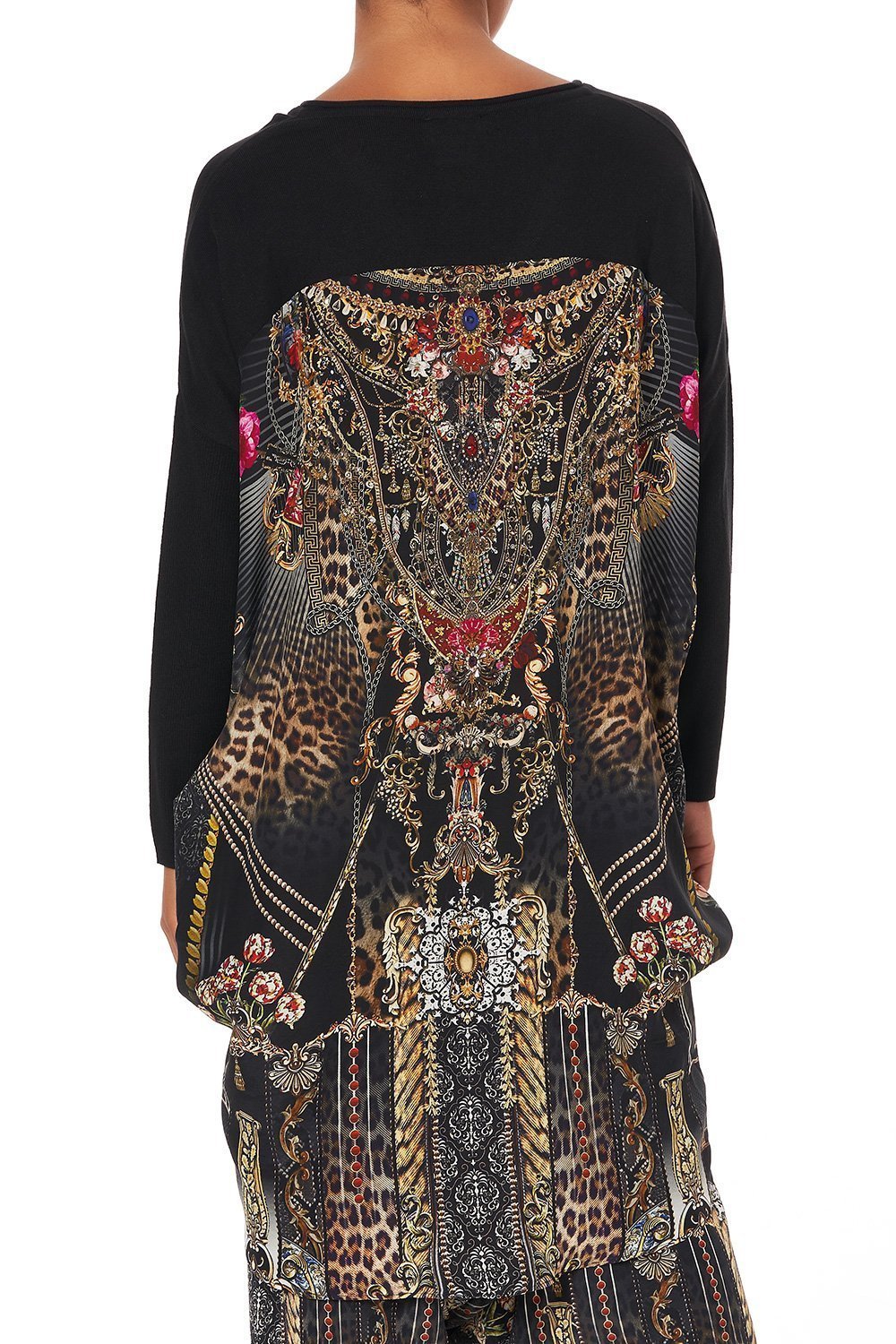 V NECK JUMPER WITH PRINT BACK GOTHIC GODDESS