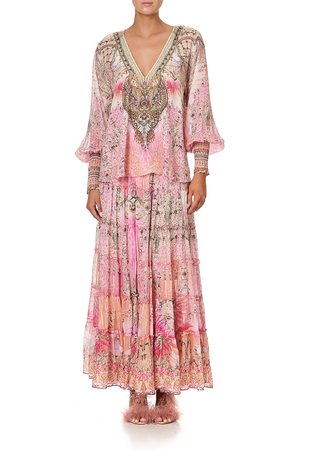 SHIRRED CUFF BLOUSE DECO DARLING