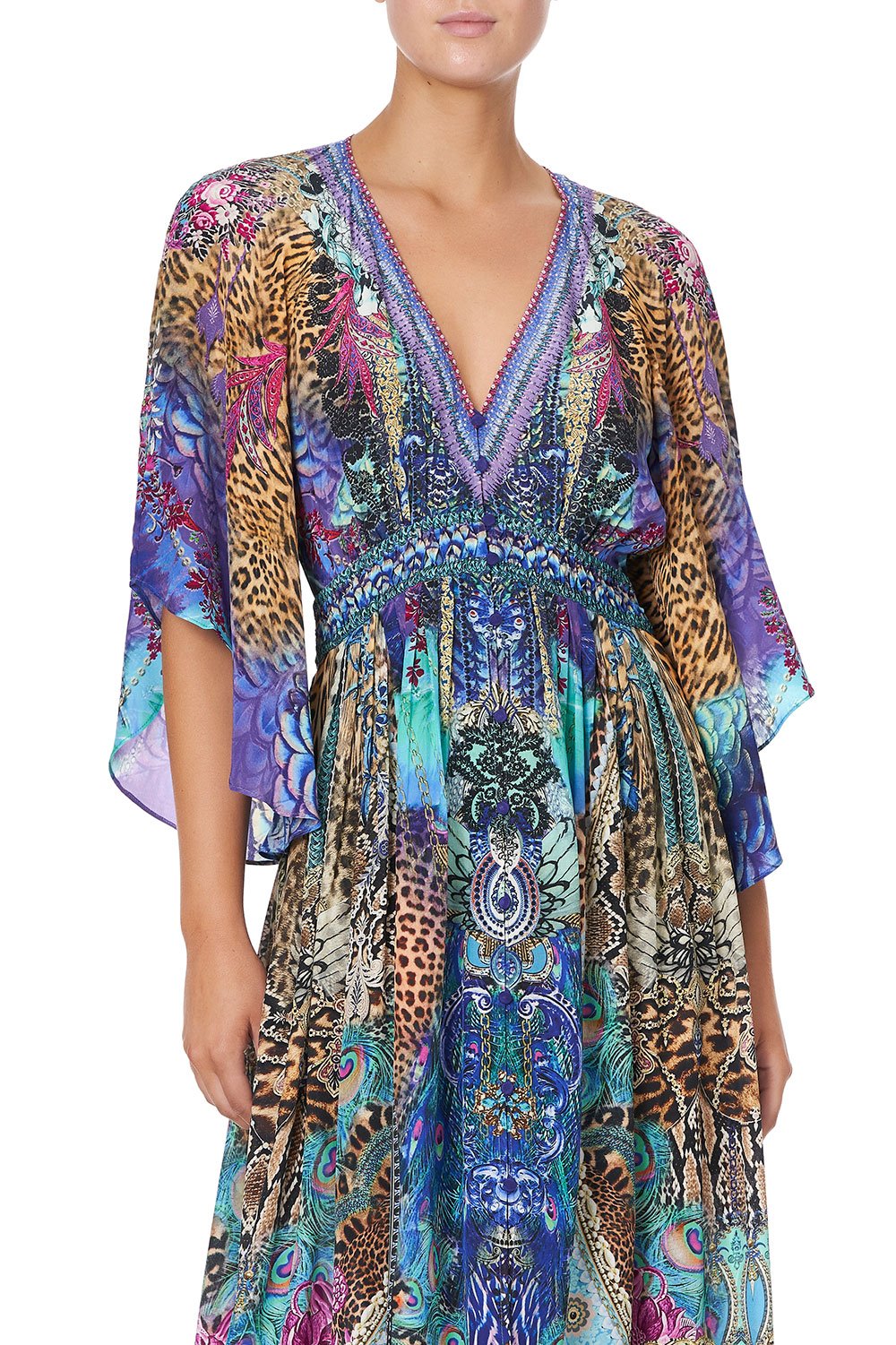 LONG DRESS WITH SMOCKED WAIST BASILICA BEAUTY