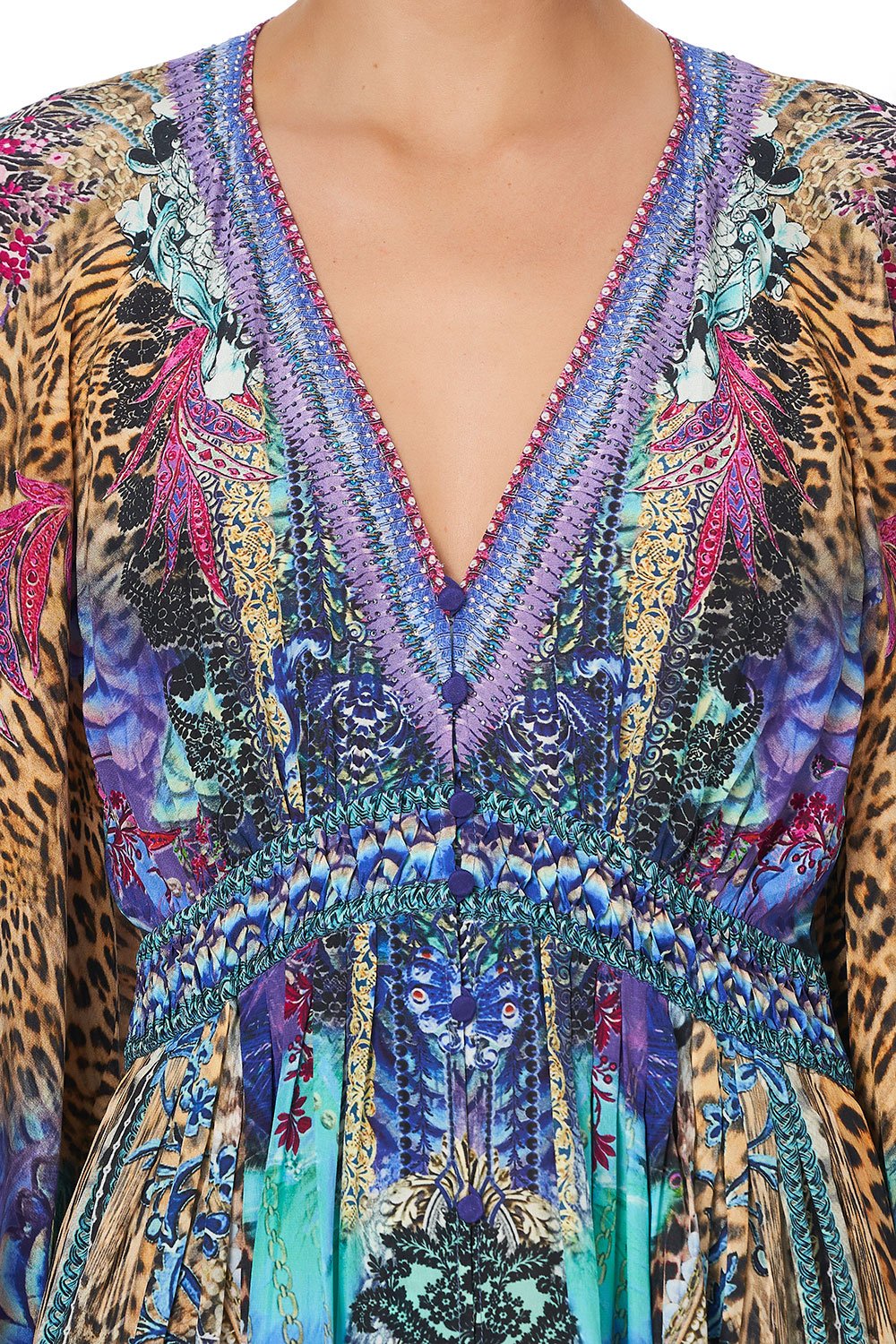 LONG DRESS WITH SMOCKED WAIST BASILICA BEAUTY