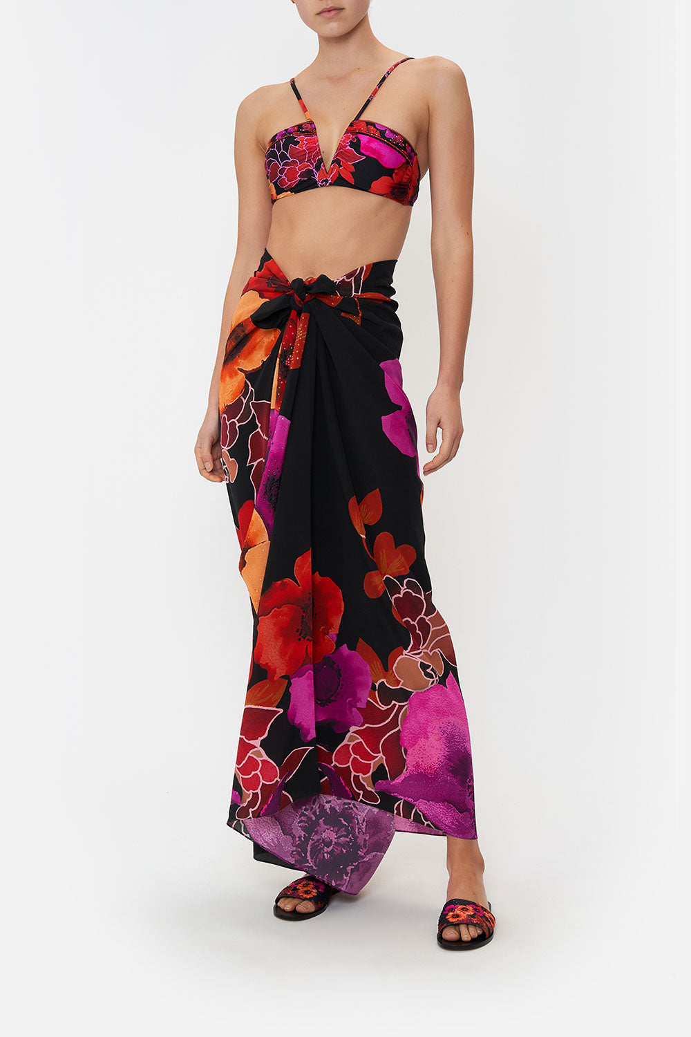 ROUND NECK KAFTAN MIDNIGHT POPPY