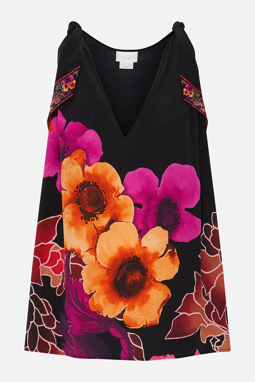 SCARF TIE TOP MIDNIGHT POPPY