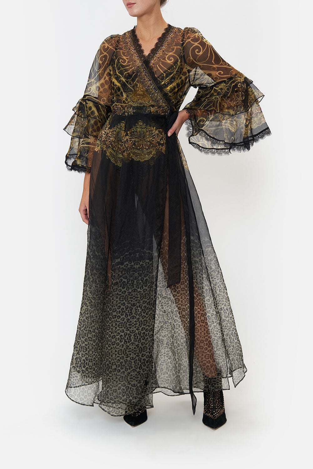 WRAP DRESS WRAP RUFFLE SLEEVE SHADOWS OF ARMADA