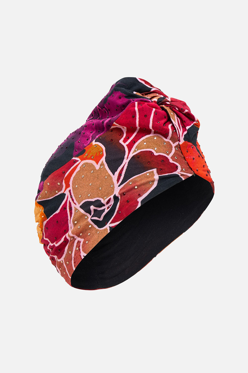 KNOT FRONT TURBAN MIDNIGHT POPPY