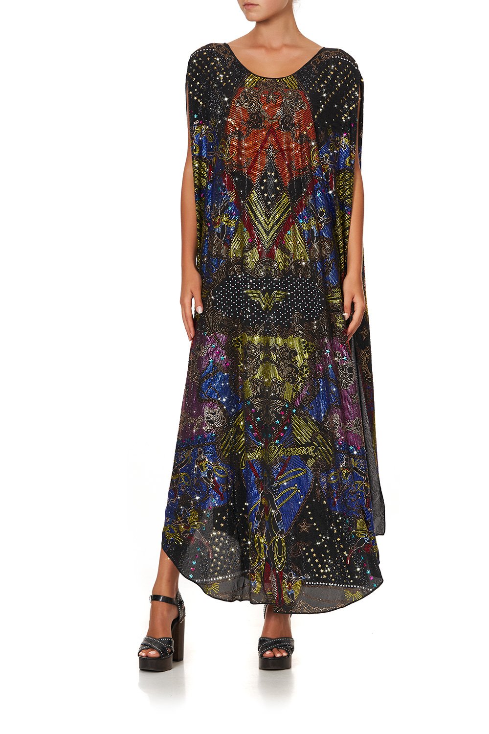 SHEER ROUND NECK KAFTAN WONDER WOMAN