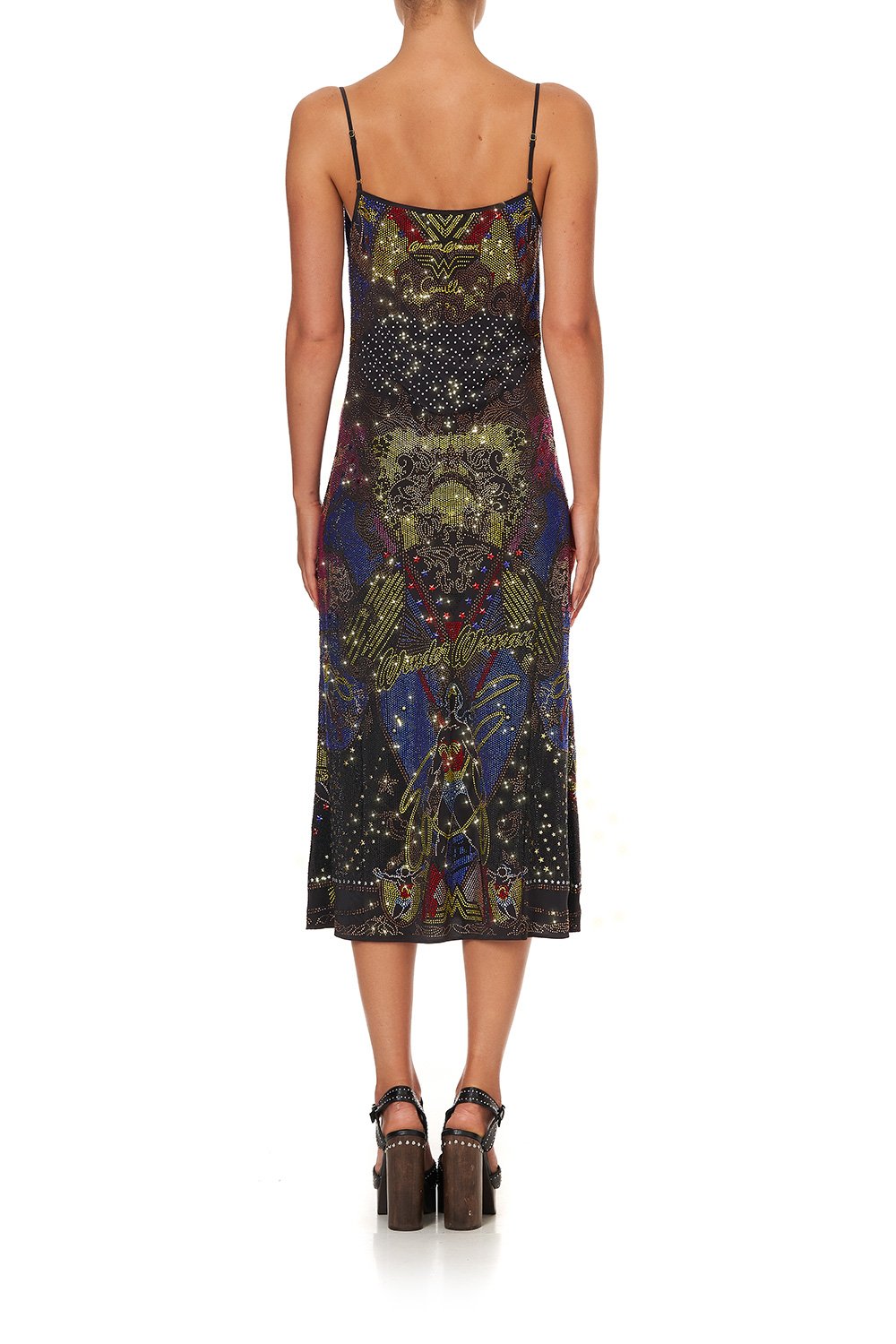 EMBELLISHED LONG BIAS SLIP WONDER WOMAN