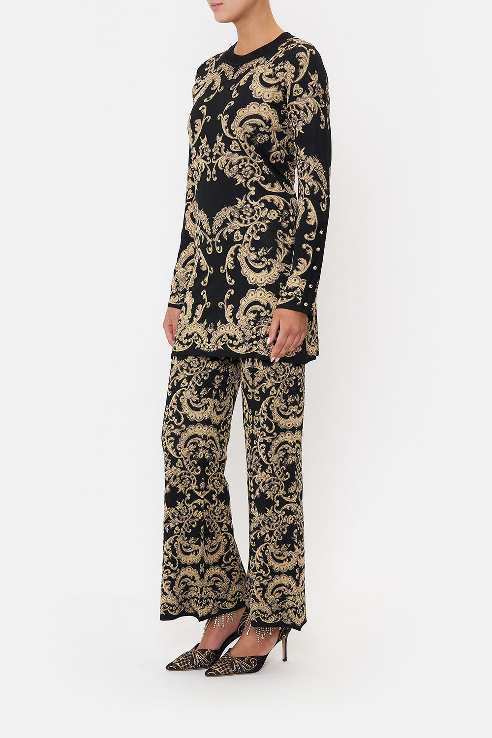 FLARED JACQUARD KNIT PANT DANCE WITH DUENDE