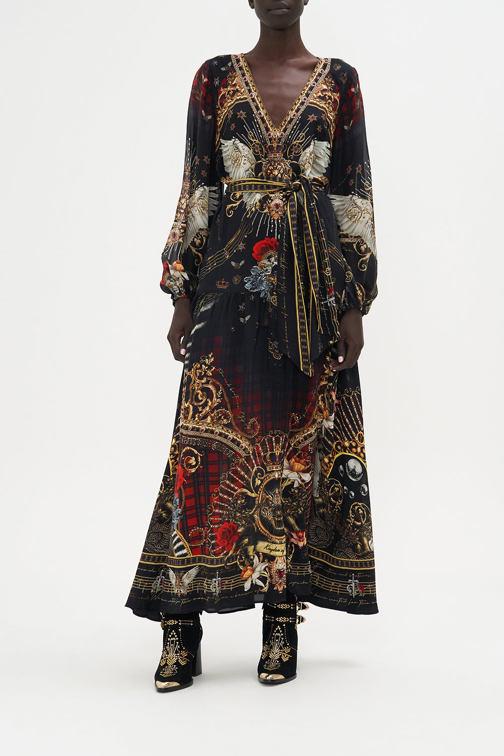 V NECK DRESS WITH BELT DO I ENTERTAIN YOU