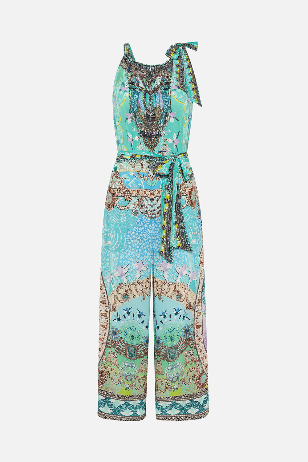 DRAWSTRING NECK JUMPSUIT TURN BACK TIME