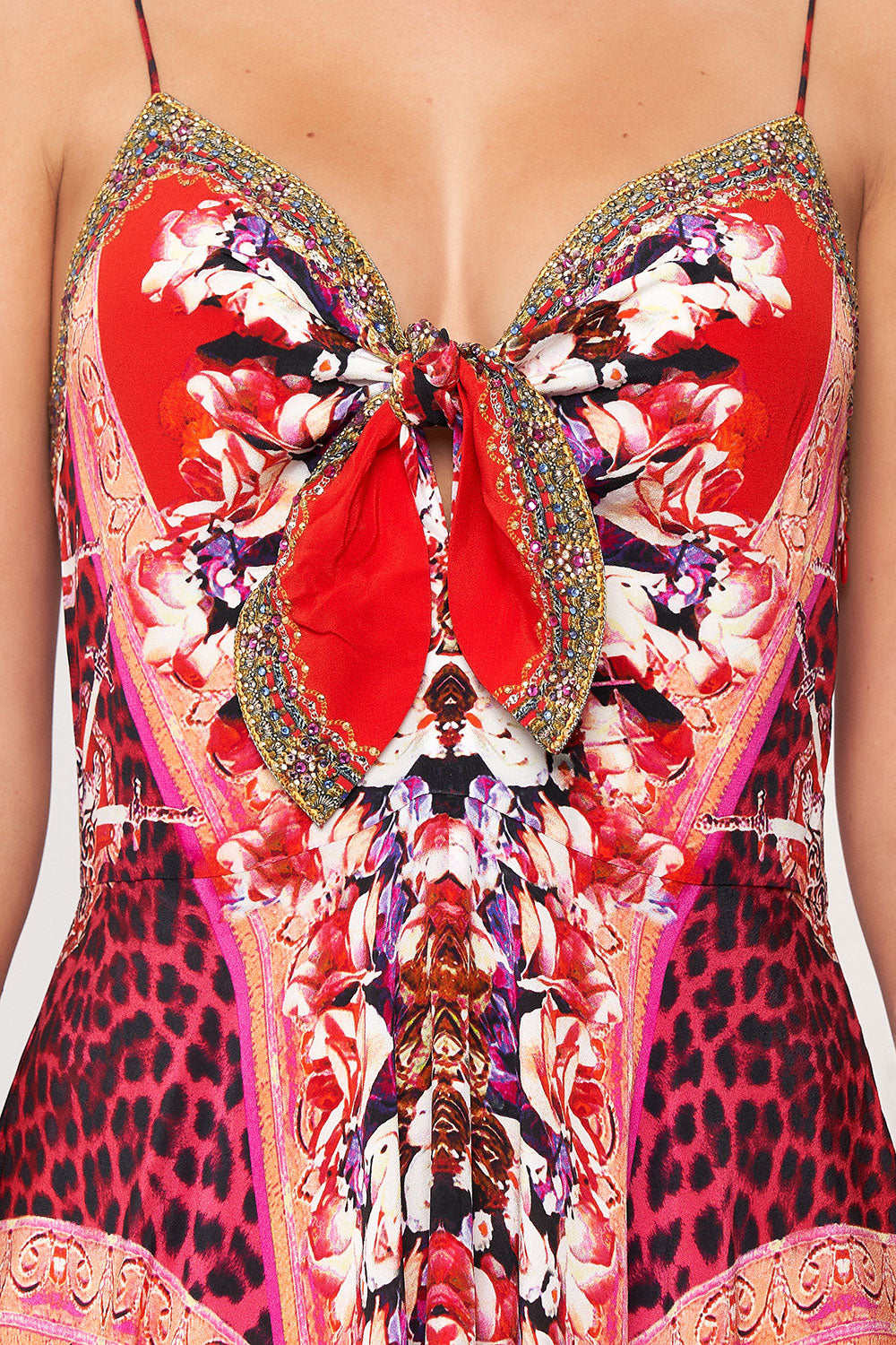 LONG DRESS WITH TIE FRONT ARTESANIA MANIA