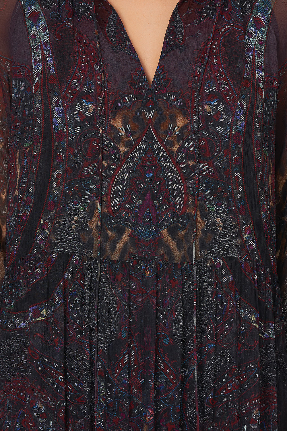 LONG GATHERED PANEL DRESS THE SMOKING LOUNGE