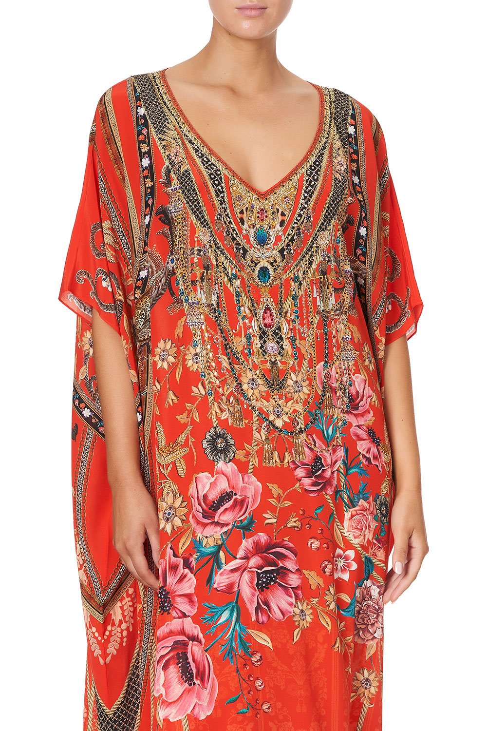 V-NECK KAFTAN AND THE QUEEN WORE RED