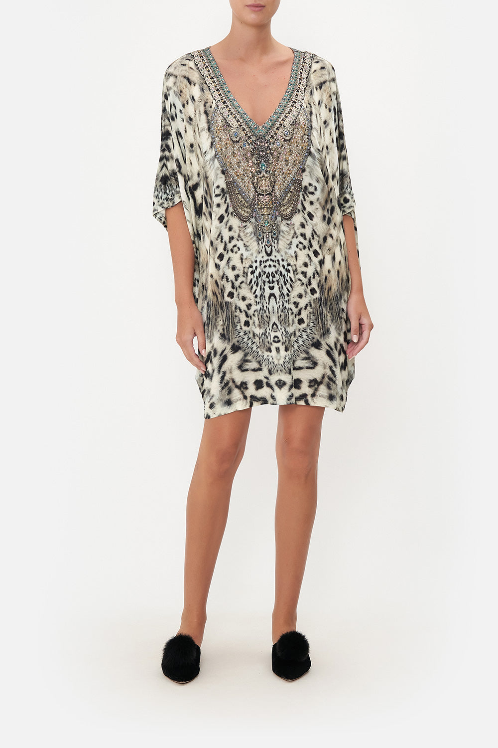 BAT SLEEVE DRESS SNOW WHISPERS LOUNGE