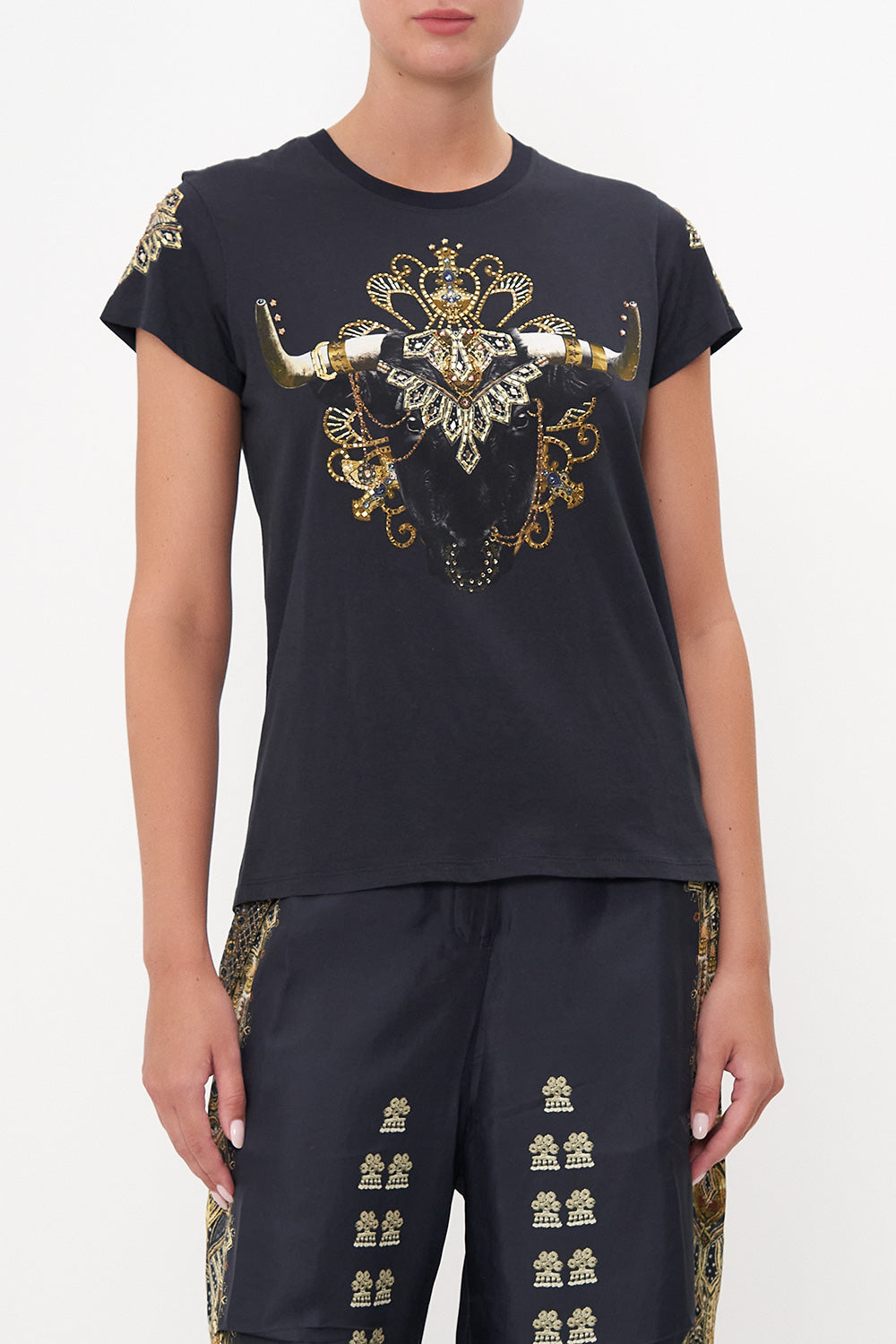 SLIM FIT ROUND NECK T-SHIRT ITS ALL OVER TORERO