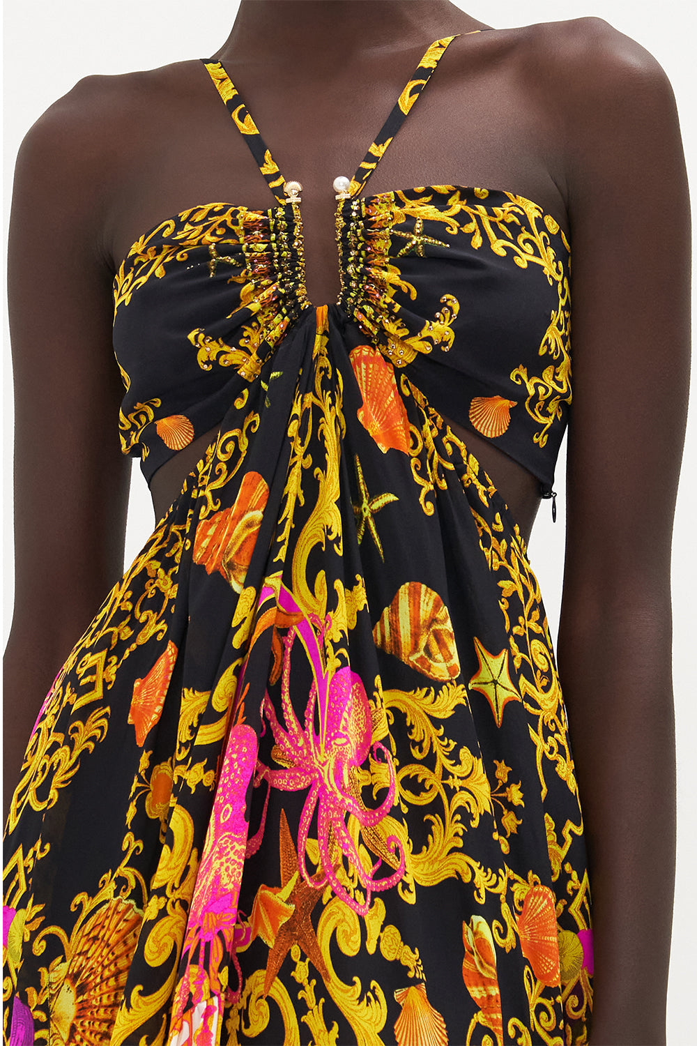 GATHERED CUT OUT DRESS OCTOPIA