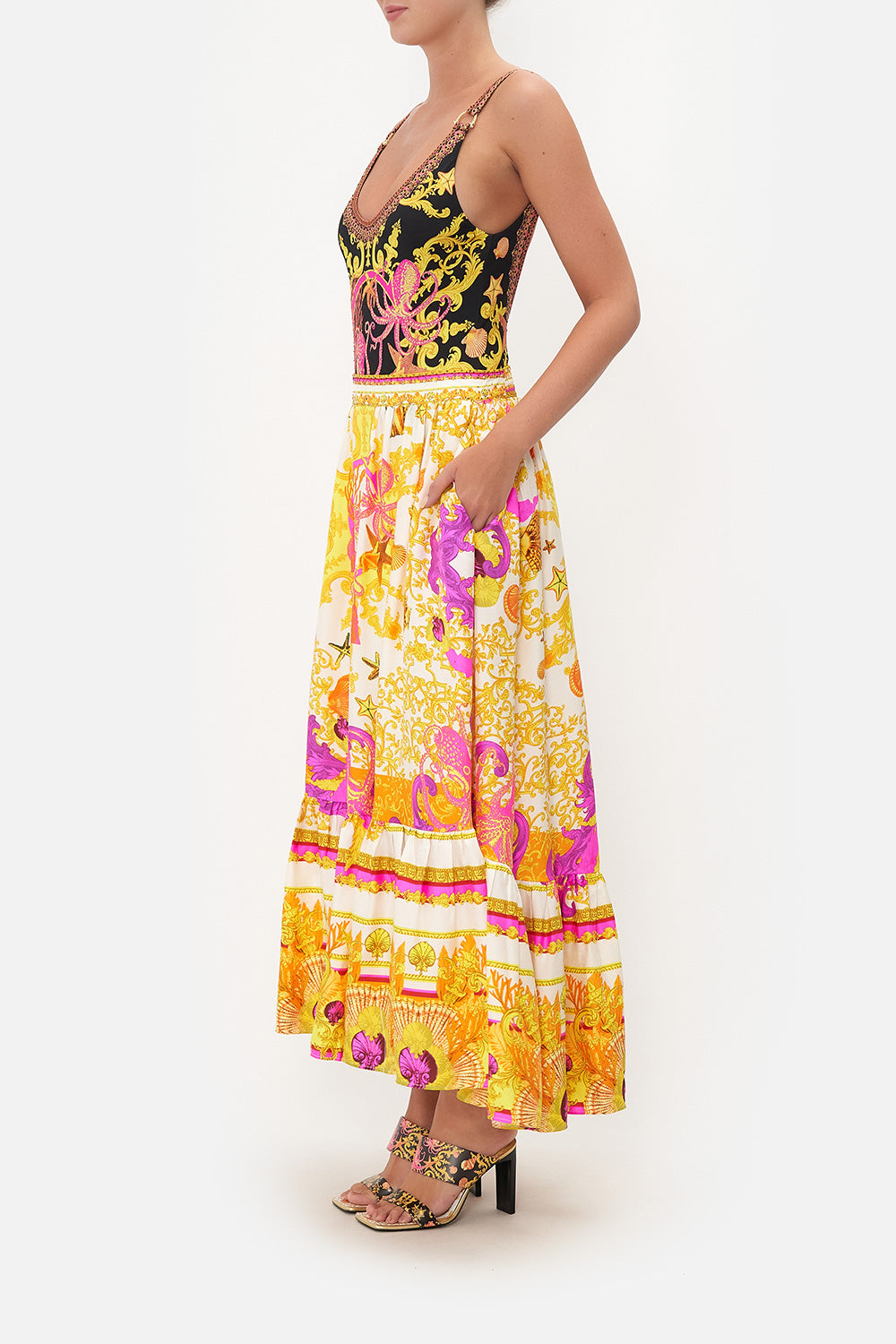 GATHERED RUFFLE HEM SKIRT SQUID SQUAD