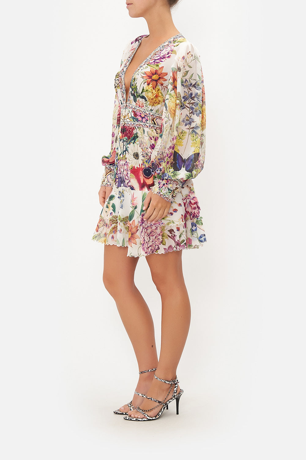 BUTTON FRONT FRILL DRESS QUEENS BEE HIVE