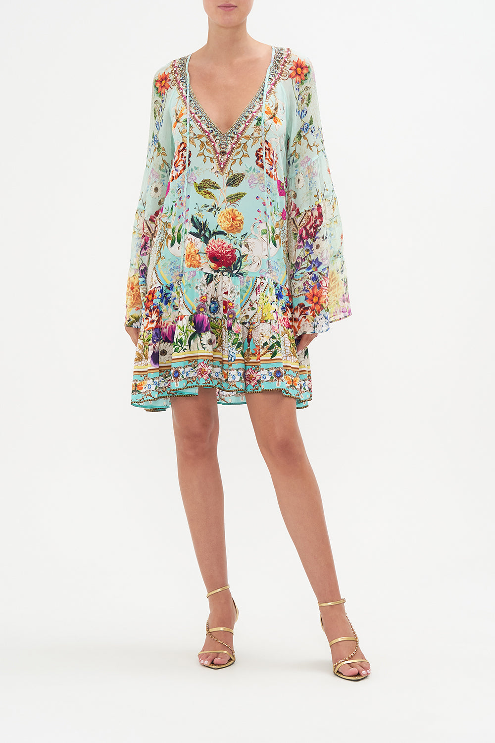 A-LINE GATHERED PANEL DRESS HONEY HONEY