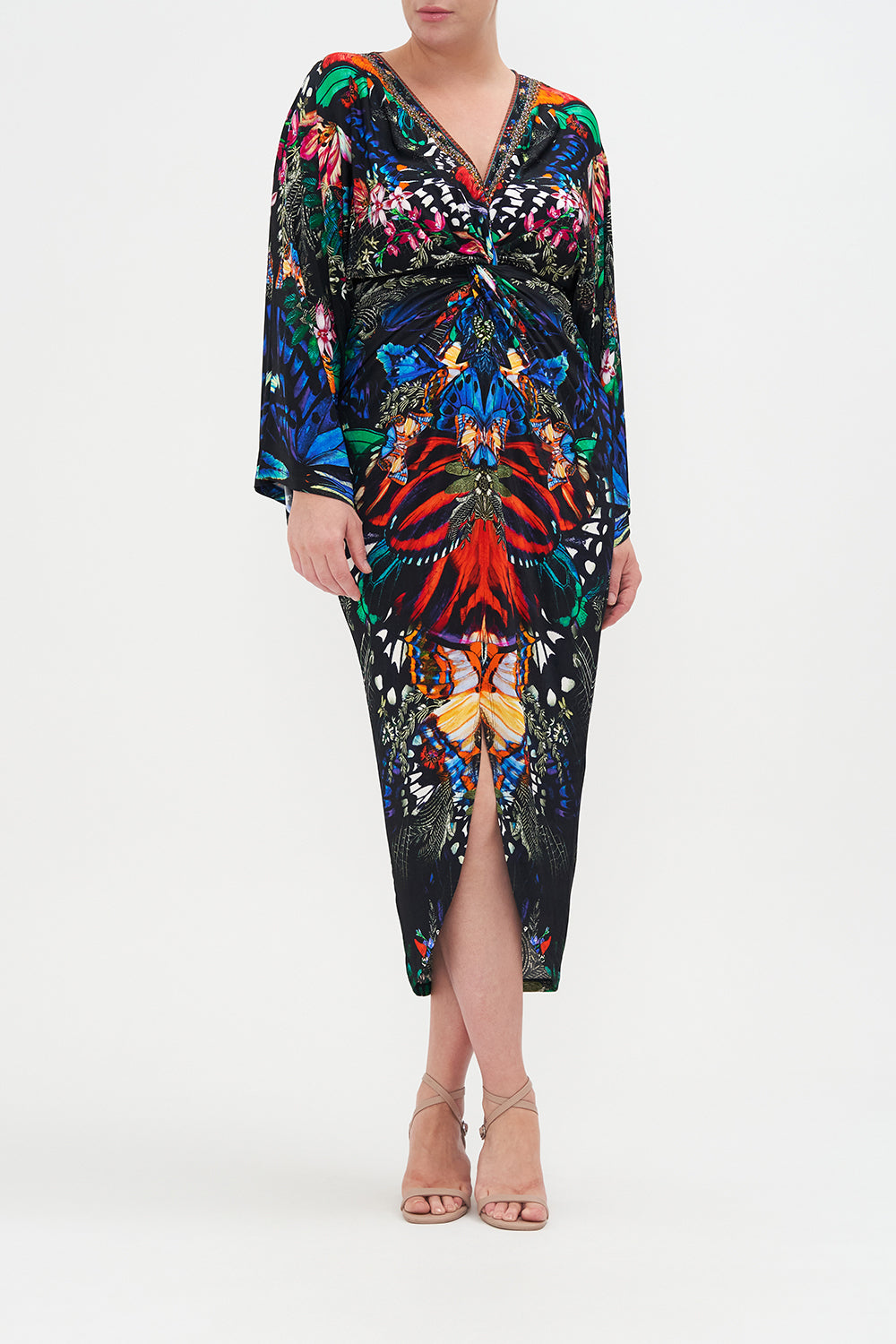 LONG SPLIT FRONT TWIST DRESS FLUTTER BY