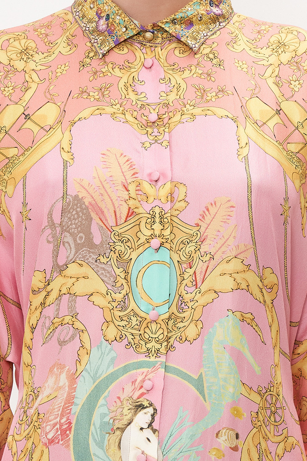 COLLARED BUTTON THROUGH DRESS MERMAID MOTEL