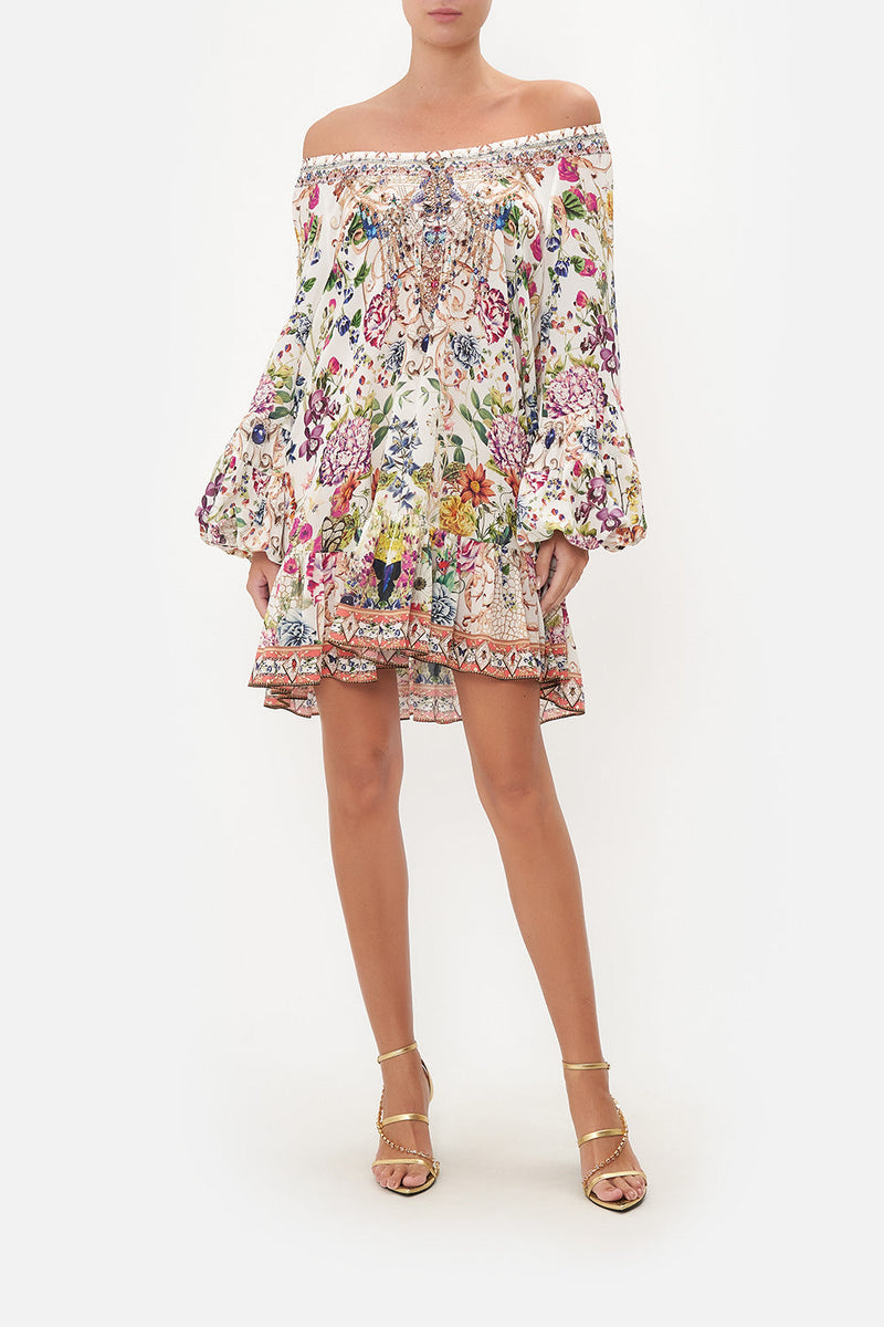 BLOUSON SLEEVE A LINE FRILL DRESS LOVE WEB