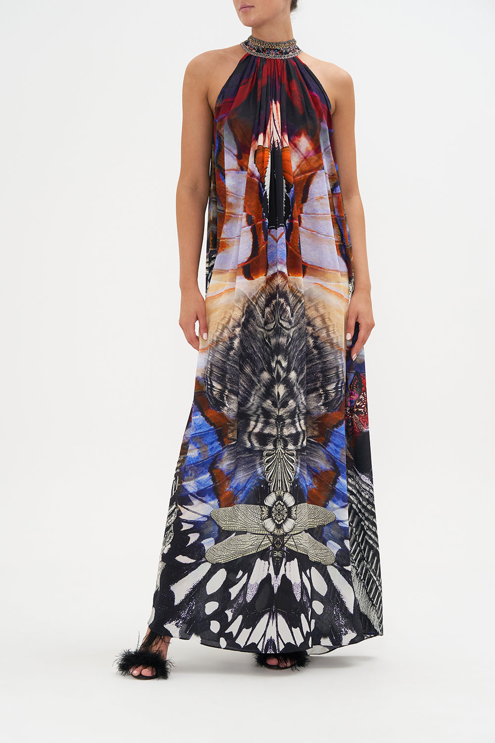 TIE NECK LONG DRESS WINGS OF MARIPOSA