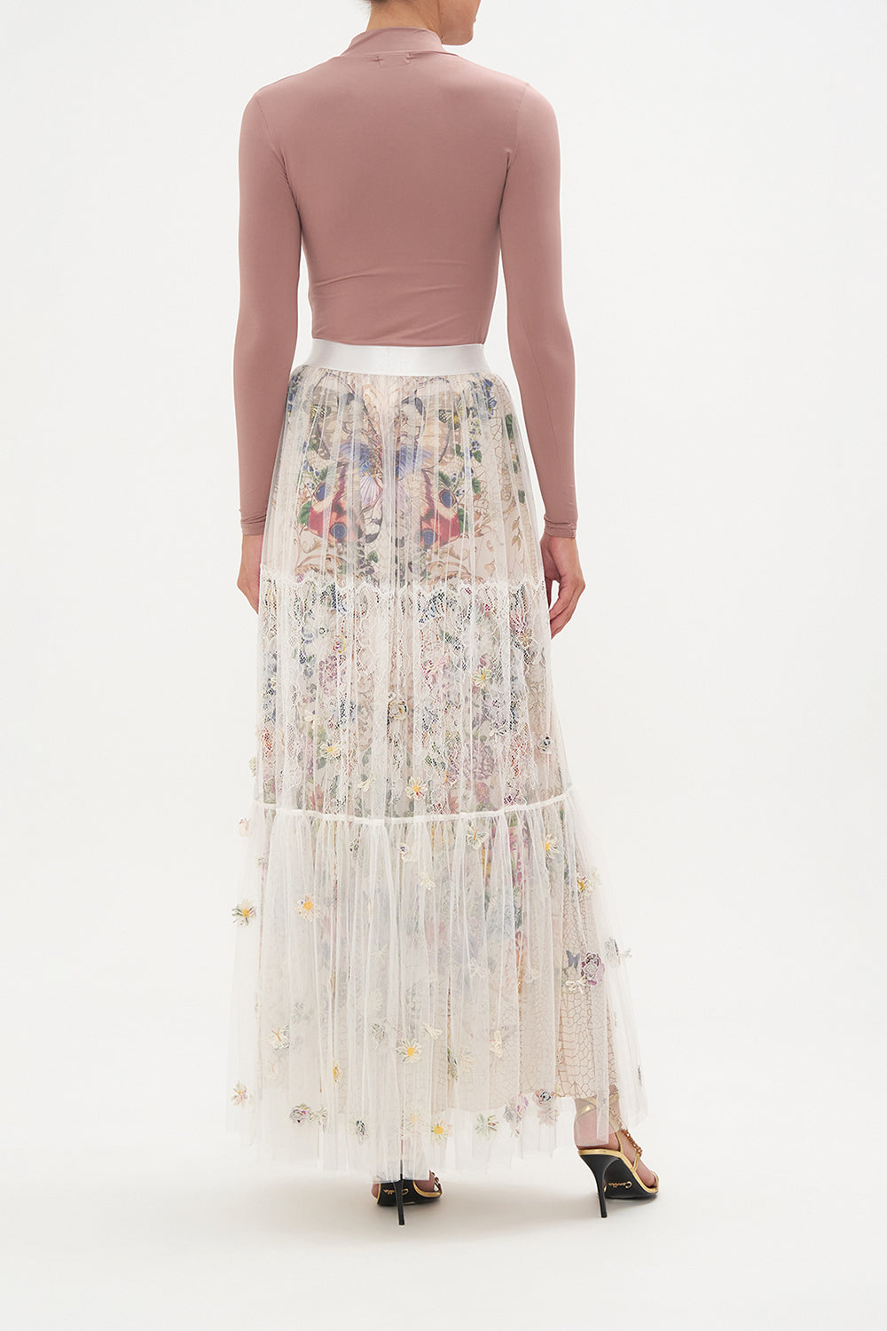 WAISTBAND RUFFLE HEM SKIRT QUEENS BEE HIVE