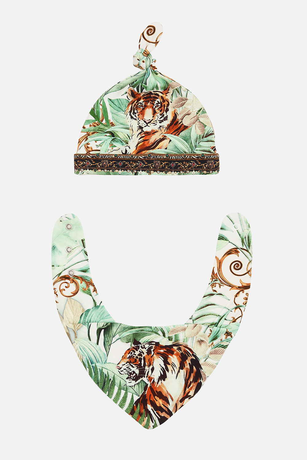 BABIES BIB AND BEANIE SET TIGER TRAP