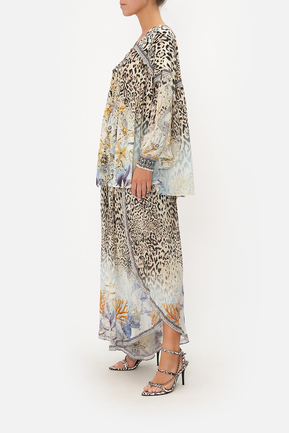 BLOUSON BLOUSE WITH NECK TIE SEAHORSE SONNET