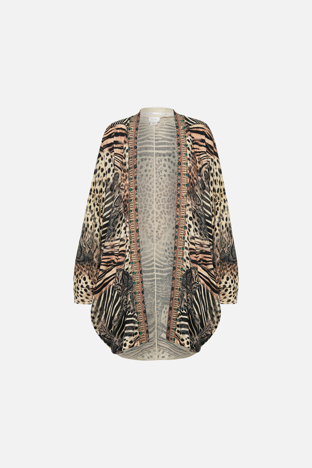 SOFT KNIT PONCHO WITH EMBROIDERY FOR THE LOVE OF LEO