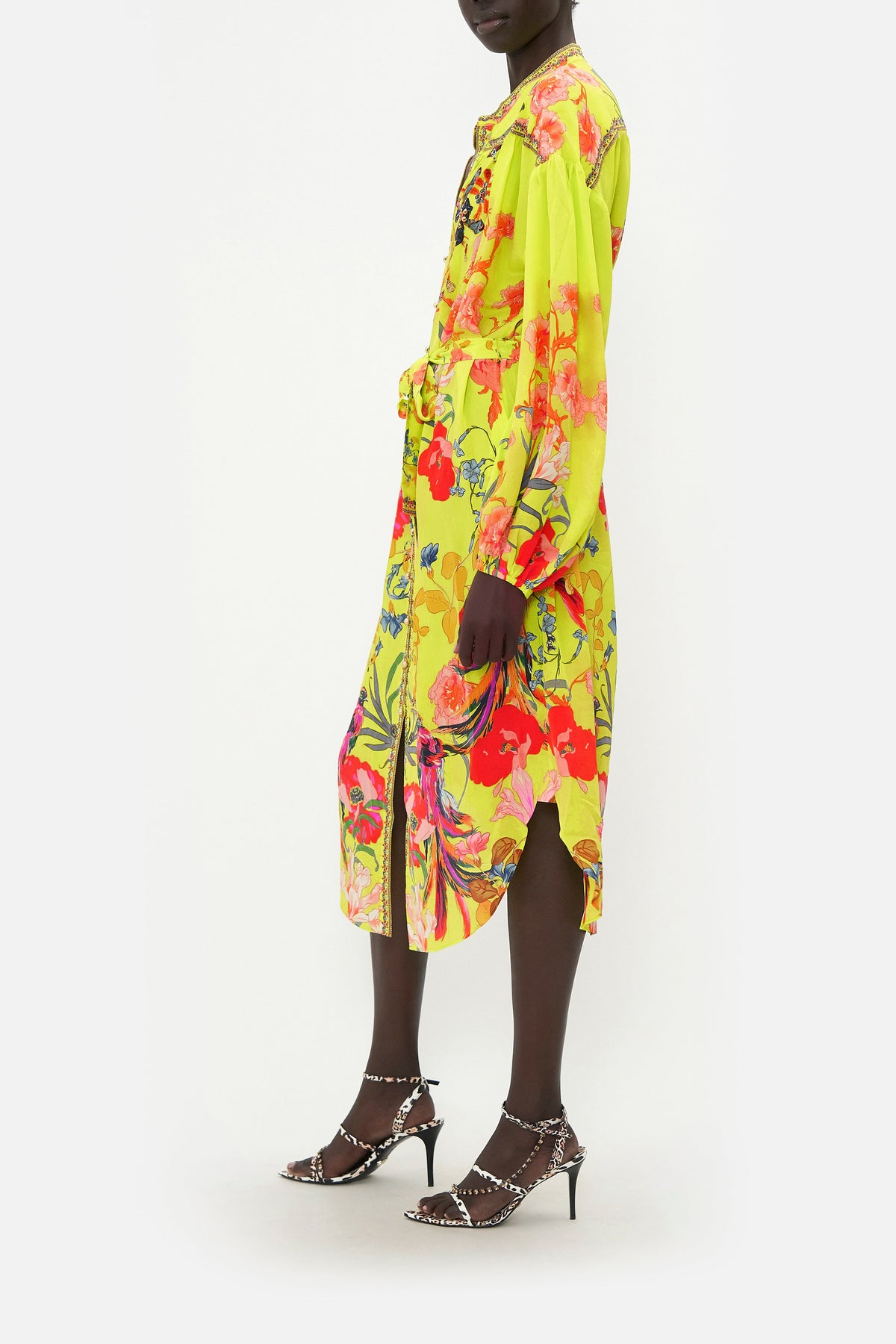 BLOUSON SLEEVE MIDI DRESS PEACOCK PROUD