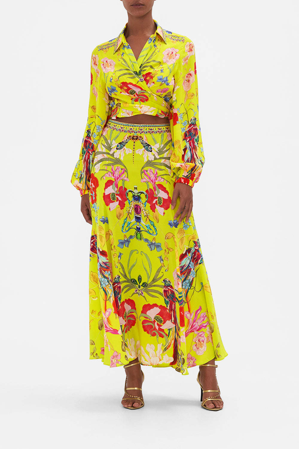 CROPPED WRAP SHIRT PEACOCK PROUD