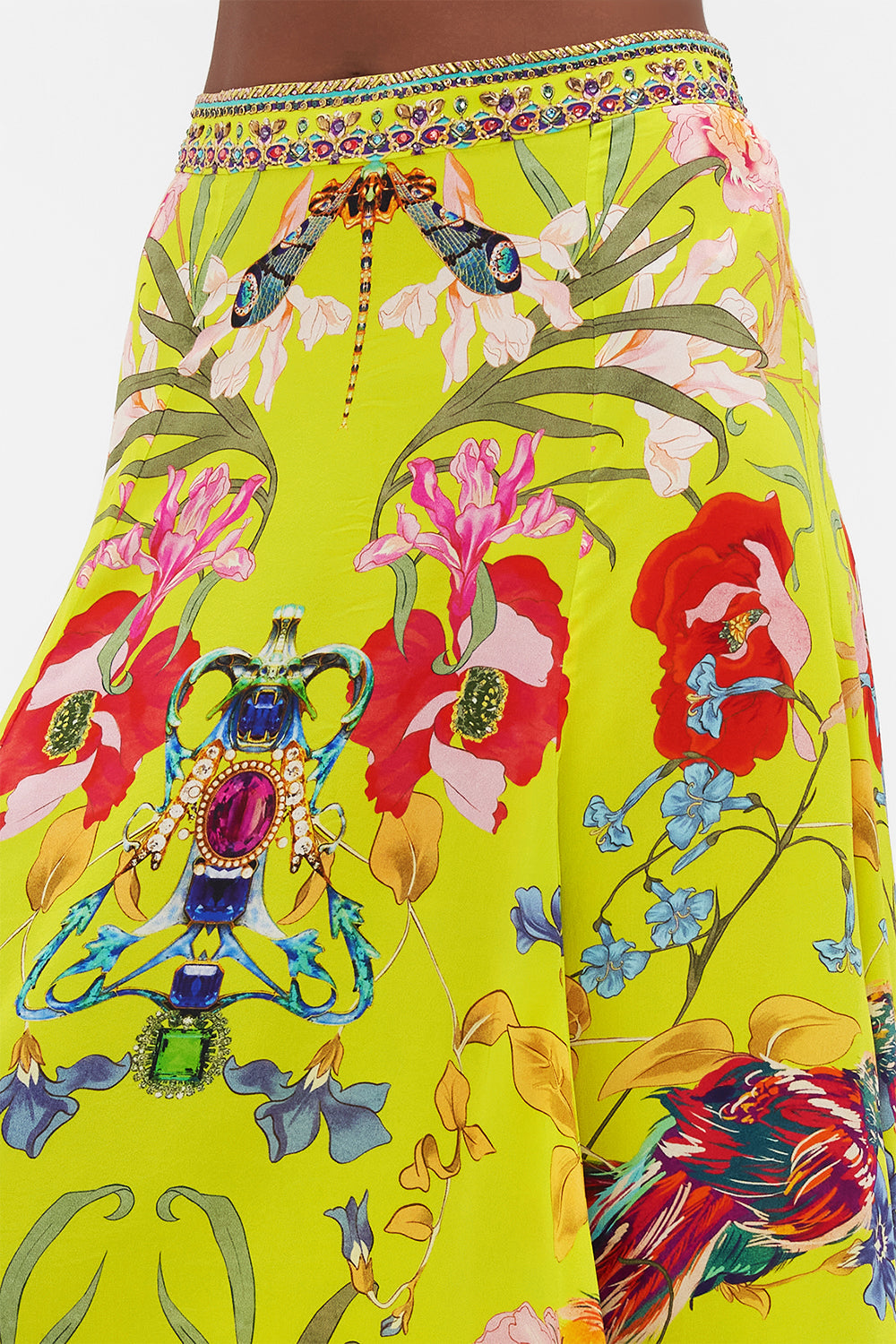 PANELLED FLARED LONG SKIRT PEACOCK PROUD