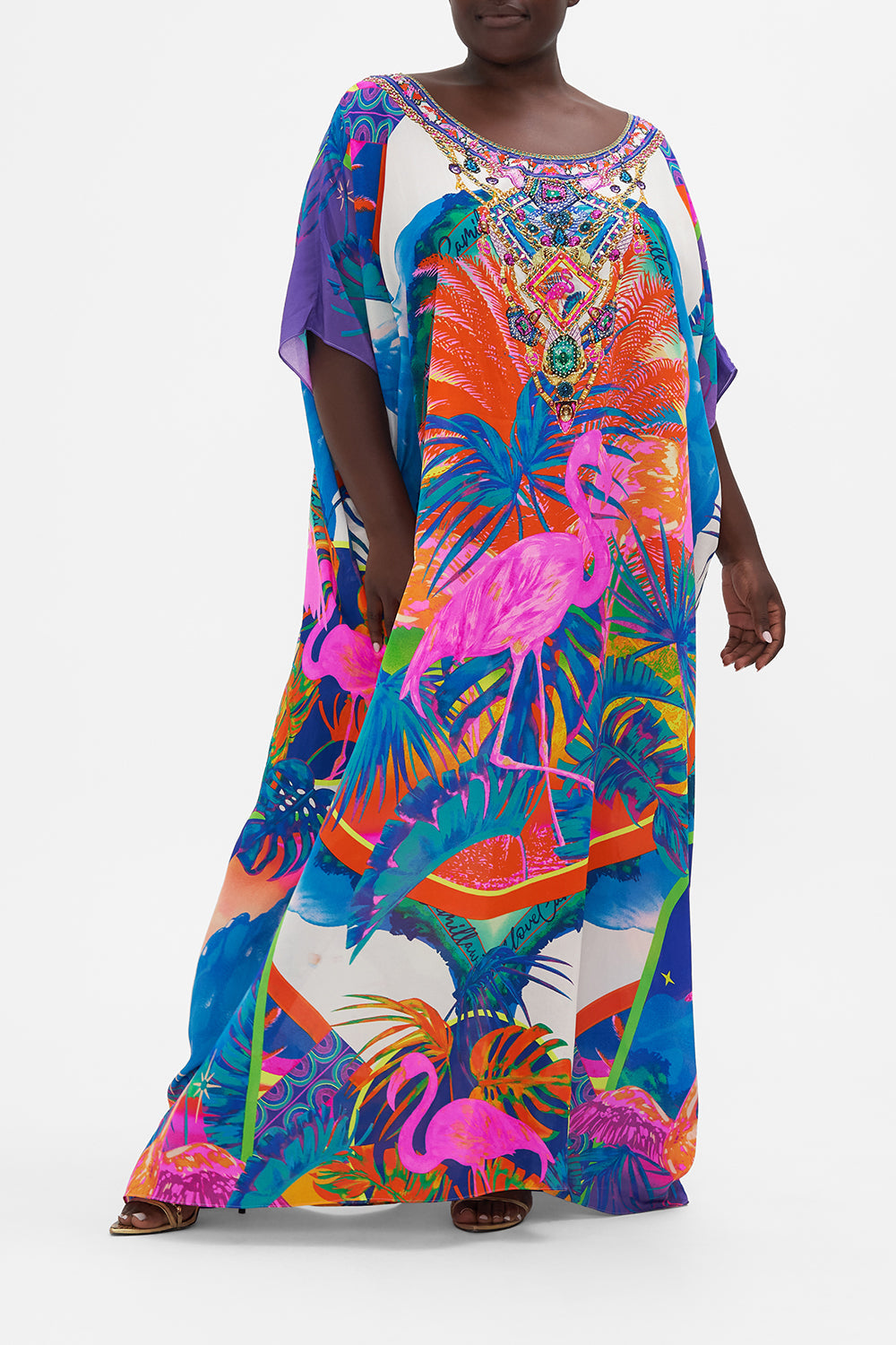 ROUND NECK KAFTAN FLAMENCO FLAMINGO