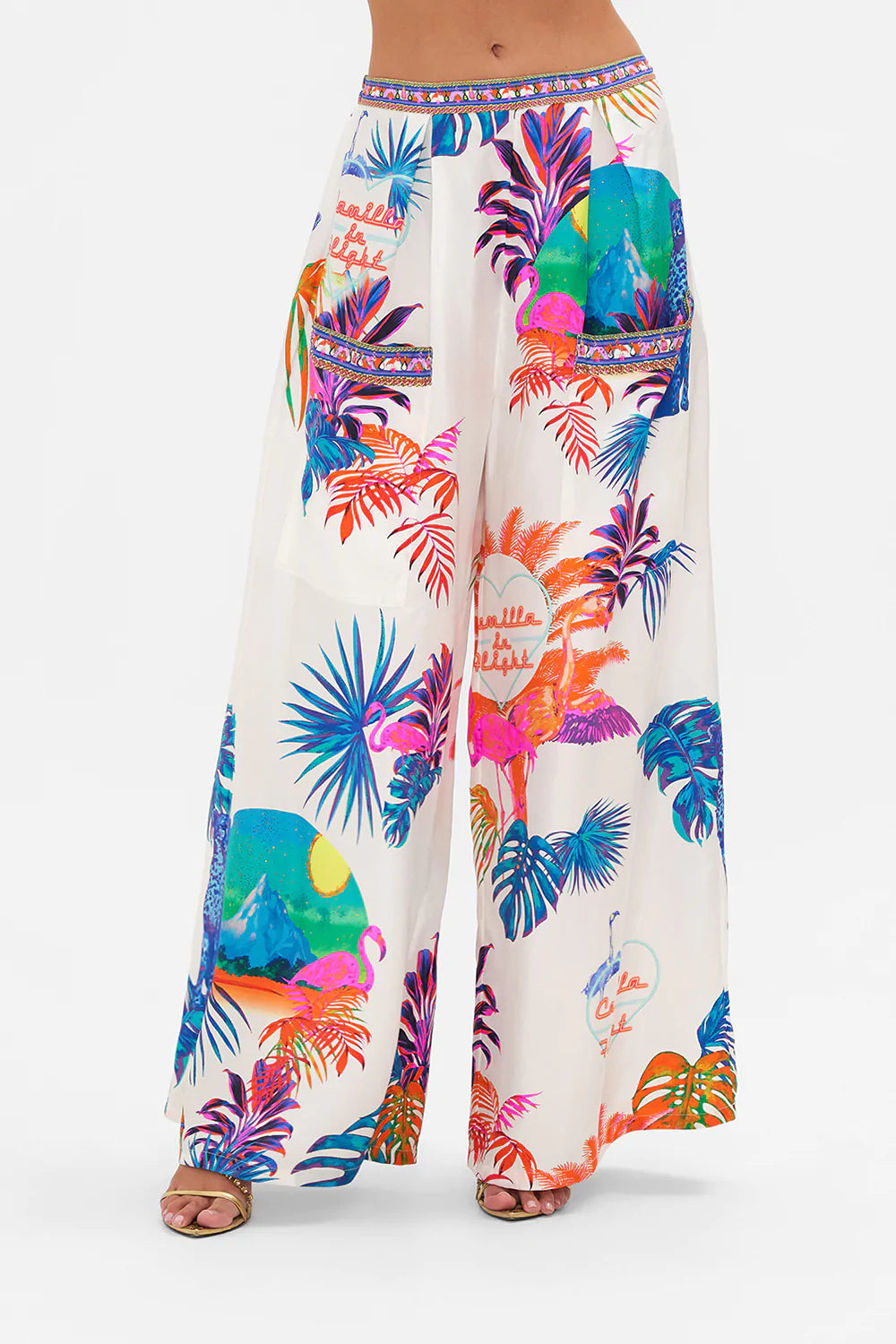 WIDE LEG TROUSER WITH FRONT POCKETS FLAMENCO FLAMINGO