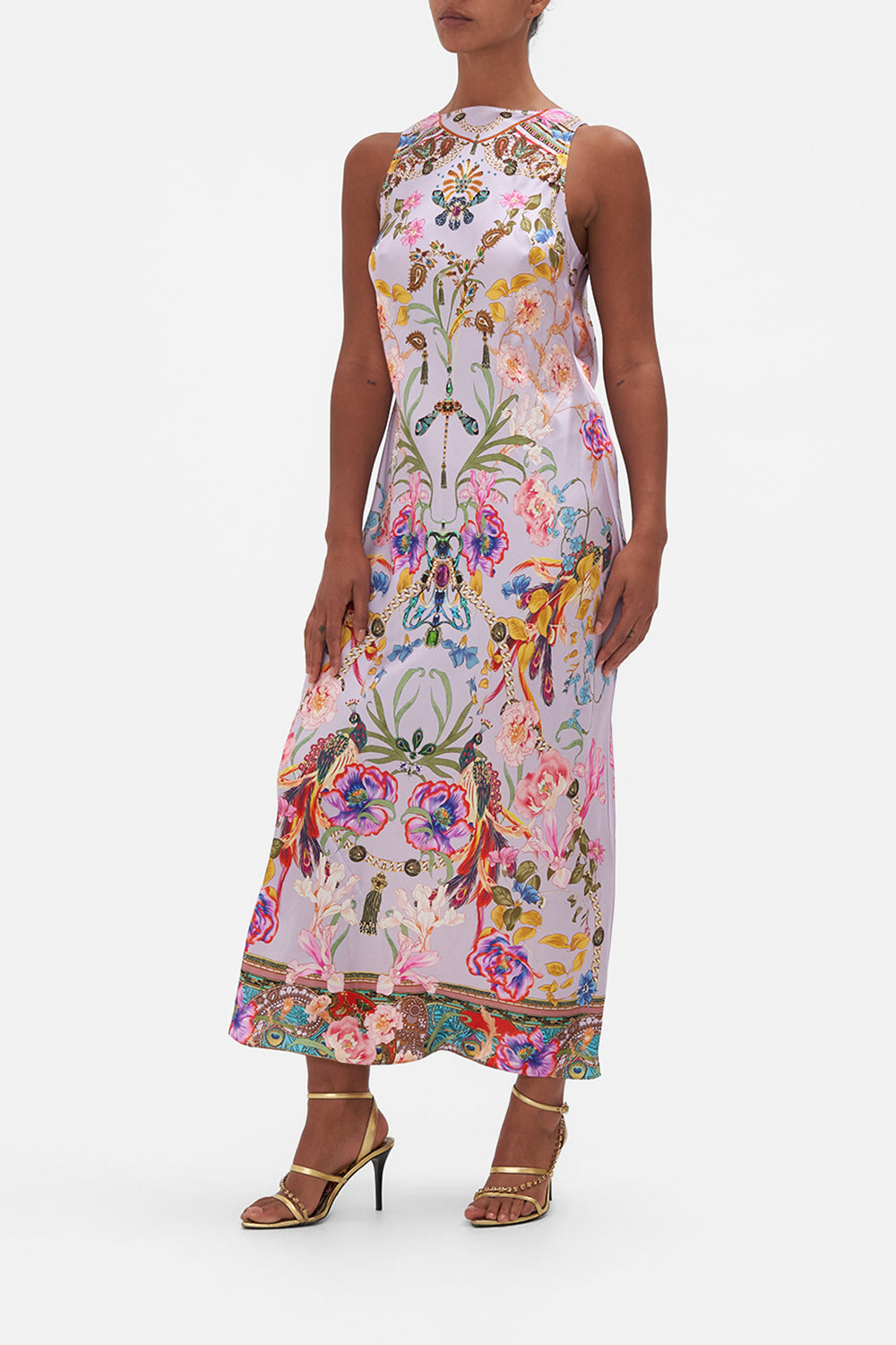 BIAS SLIP WITH DRAPED BACK NATURES KALEIDOSCOPE