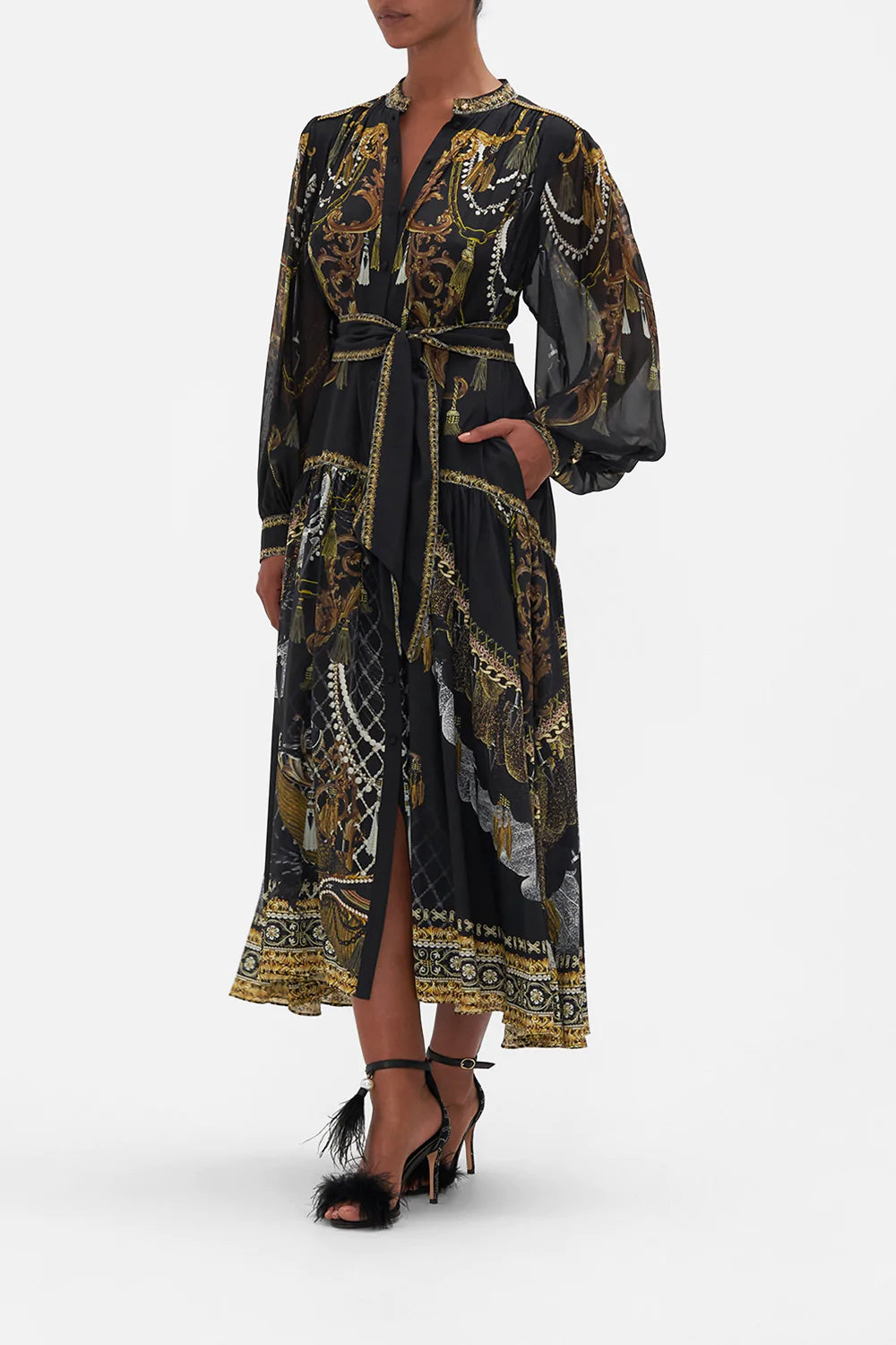 BUTTON THROUGH DRESS WITH YOKE RAVIN RAVEN