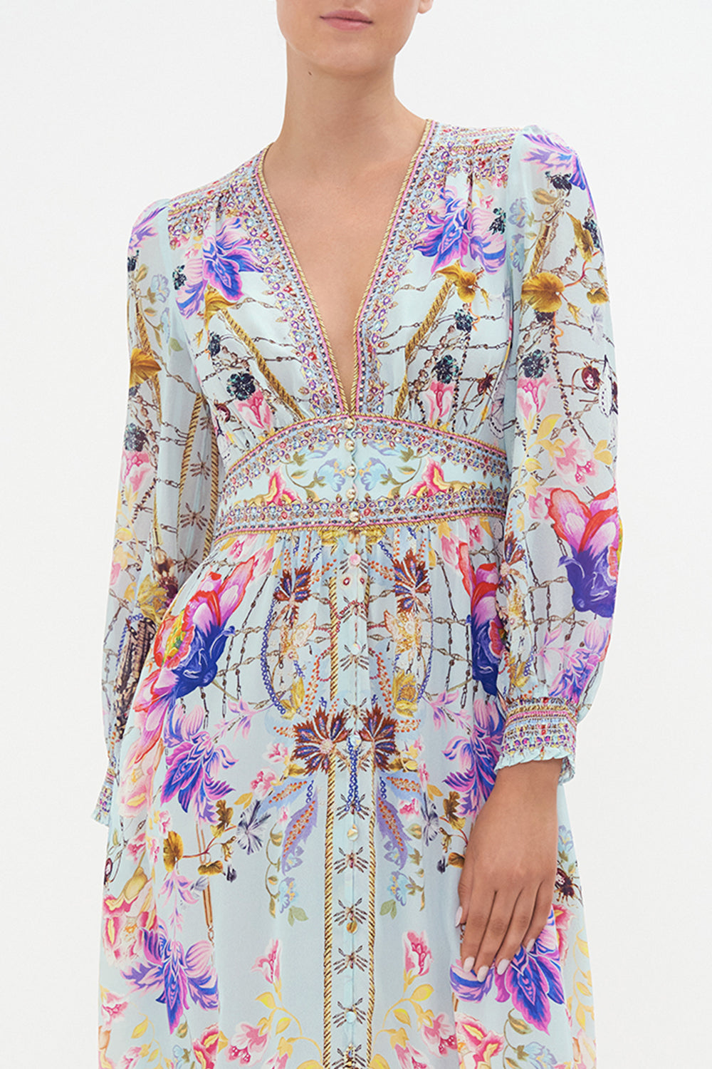 BUTTON DRESS WITH SHAPED WAISTBAND LOVE WEB