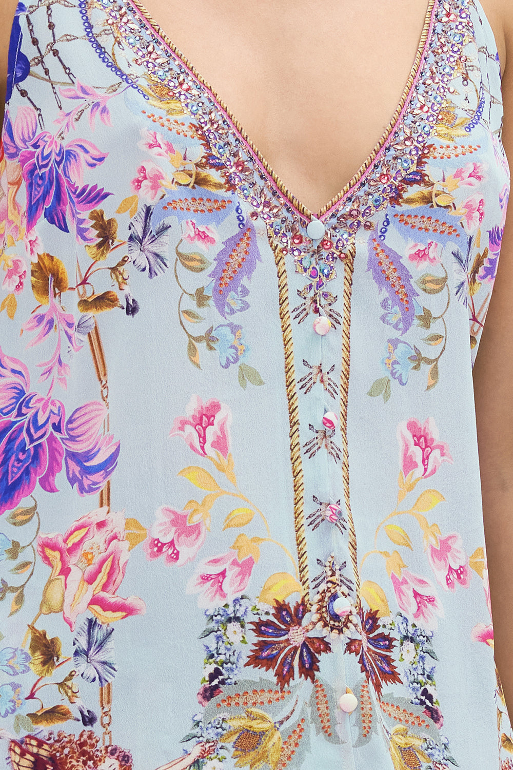 BUTTON FRONT V NECK CAMI LOVE WEB