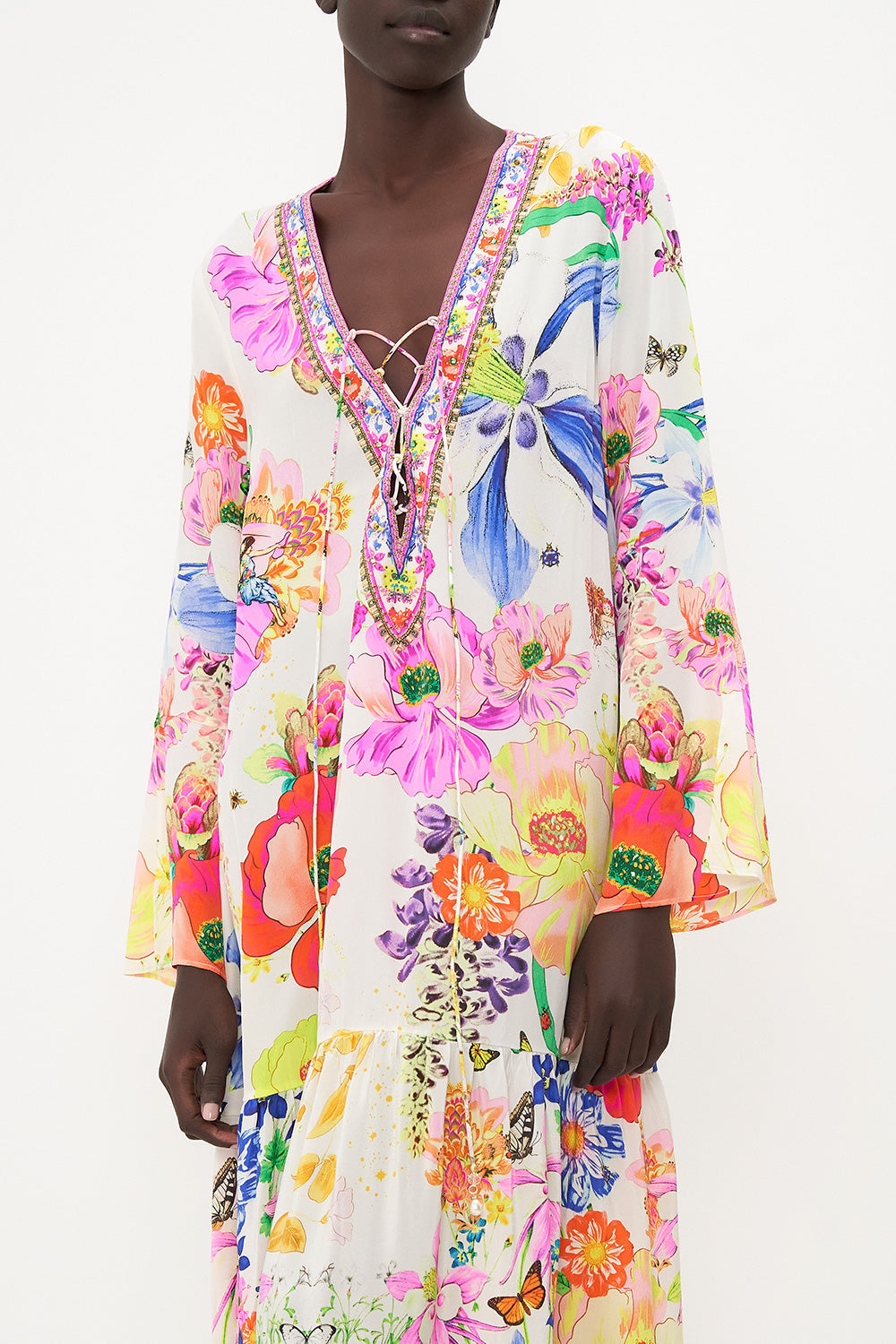 LACE UP DRESS WITH TIERED HEM FAIRY GANG