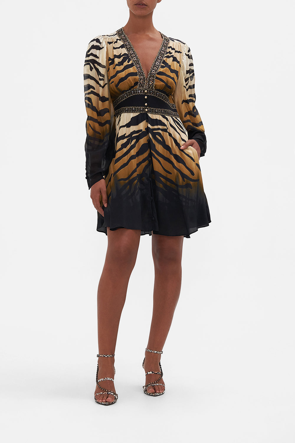 DROP SLEEVE DRESS WITH WAISTBAND TAME MY TIGER
