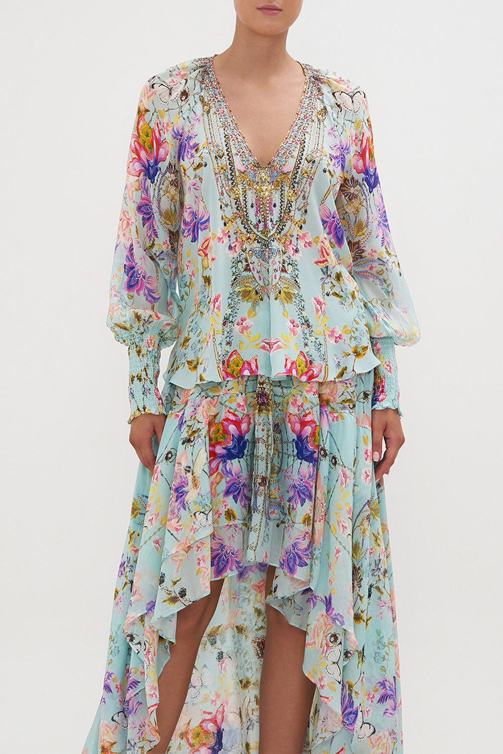 SHIRRED CUFF BLOUSE LOVE WEB