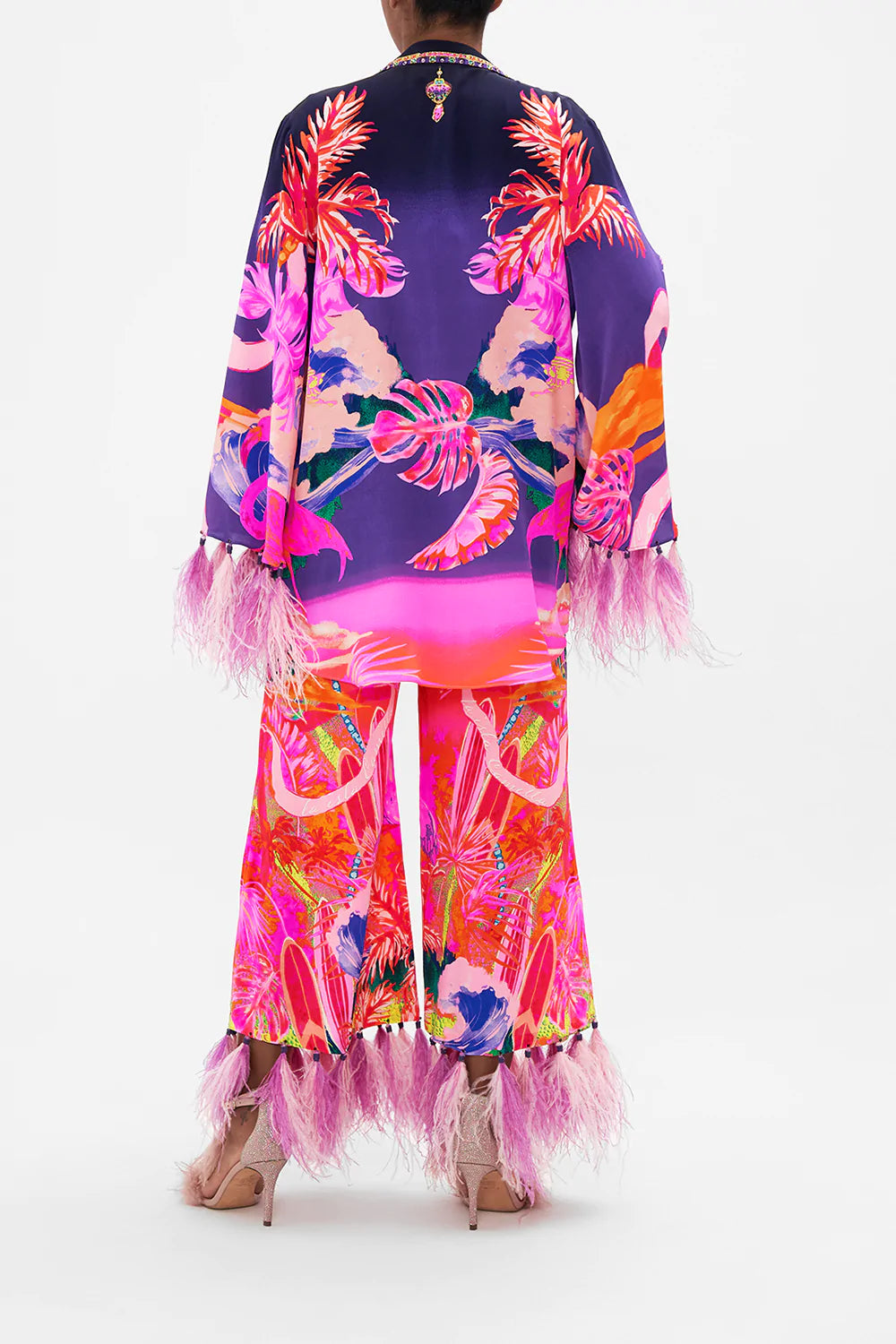 FLARED SLEEVE DOUBLE BREASTED JACKET FLIGHT OF THE FLAMINGO