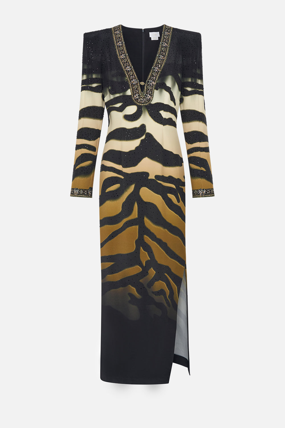 SHOULDER PAD LONG SLEEVE DRESS TAME MY TIGER