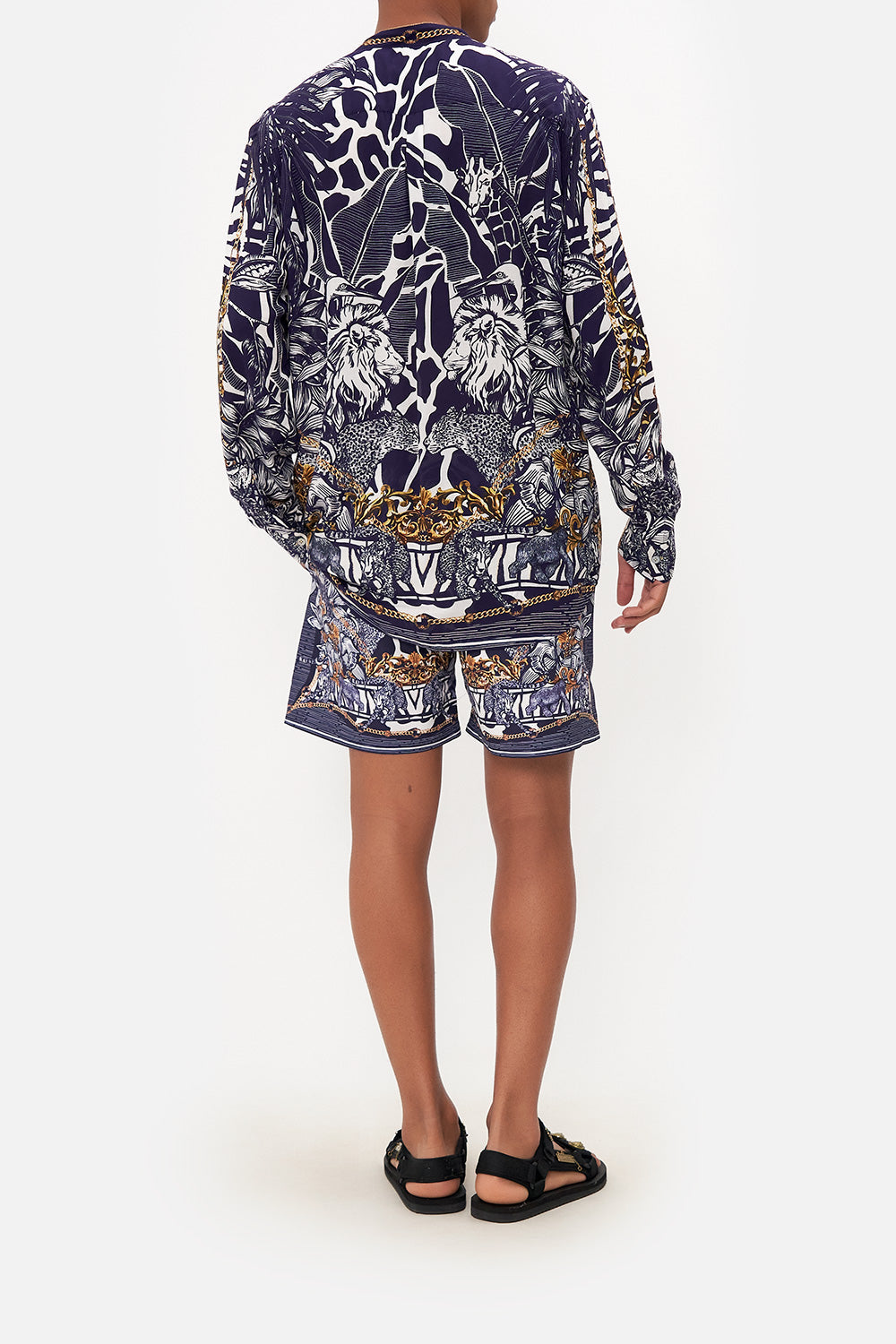 LONG SLEEVE MANDARIN COLLAR SHIRT WHERES YOUR HEAD AT