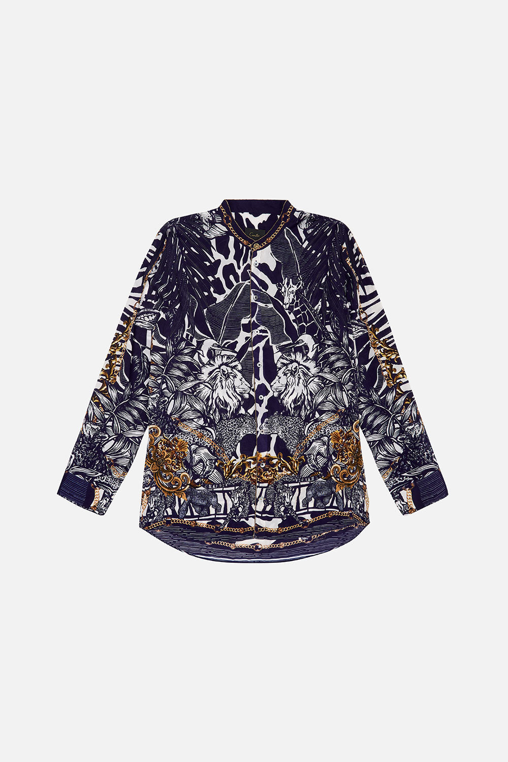 LONG SLEEVE MANDARIN COLLAR SHIRT WHERES YOUR HEAD AT