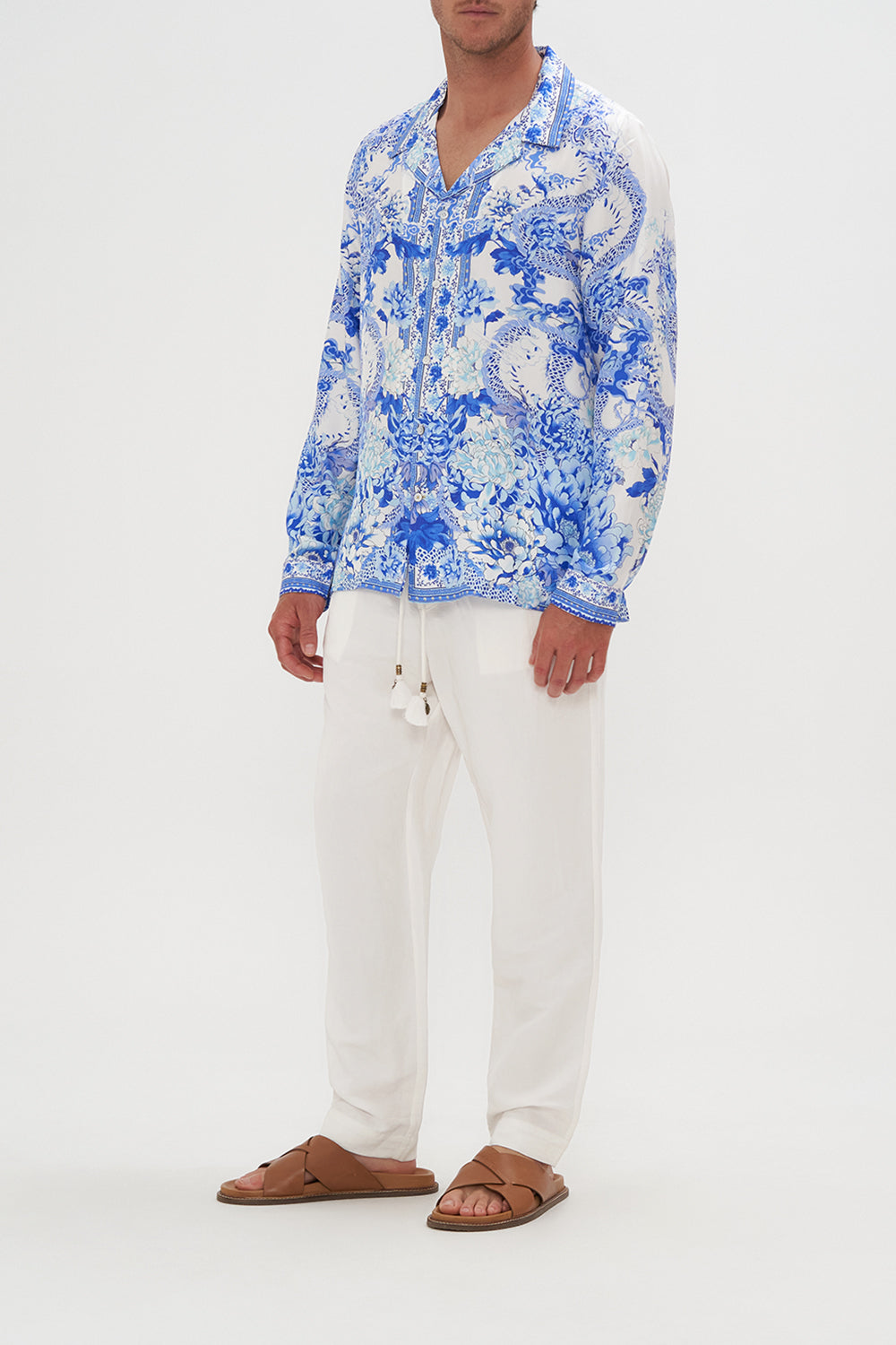 LONG SLEEVE CAMP COLLARED SHIRT HEART OF A DRAGON