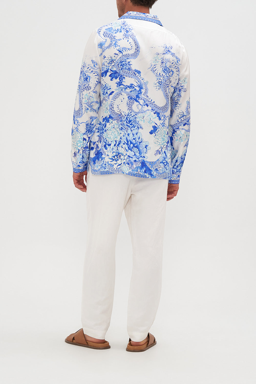 LONG SLEEVE CAMP COLLARED SHIRT HEART OF A DRAGON