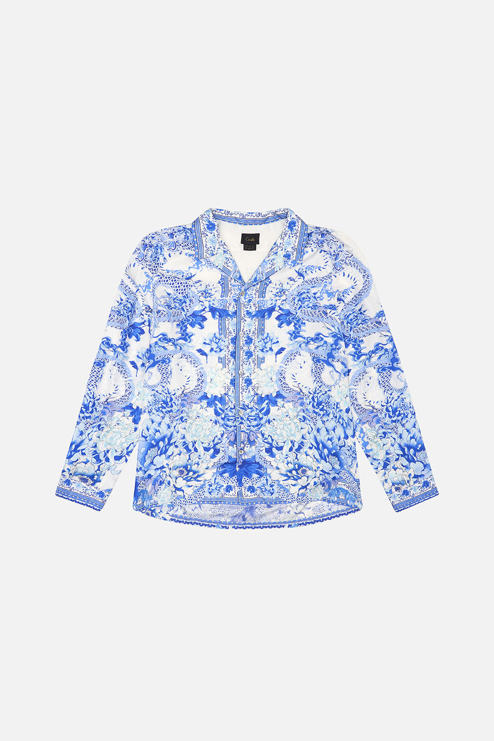 LONG SLEEVE CAMP COLLARED SHIRT HEART OF A DRAGON