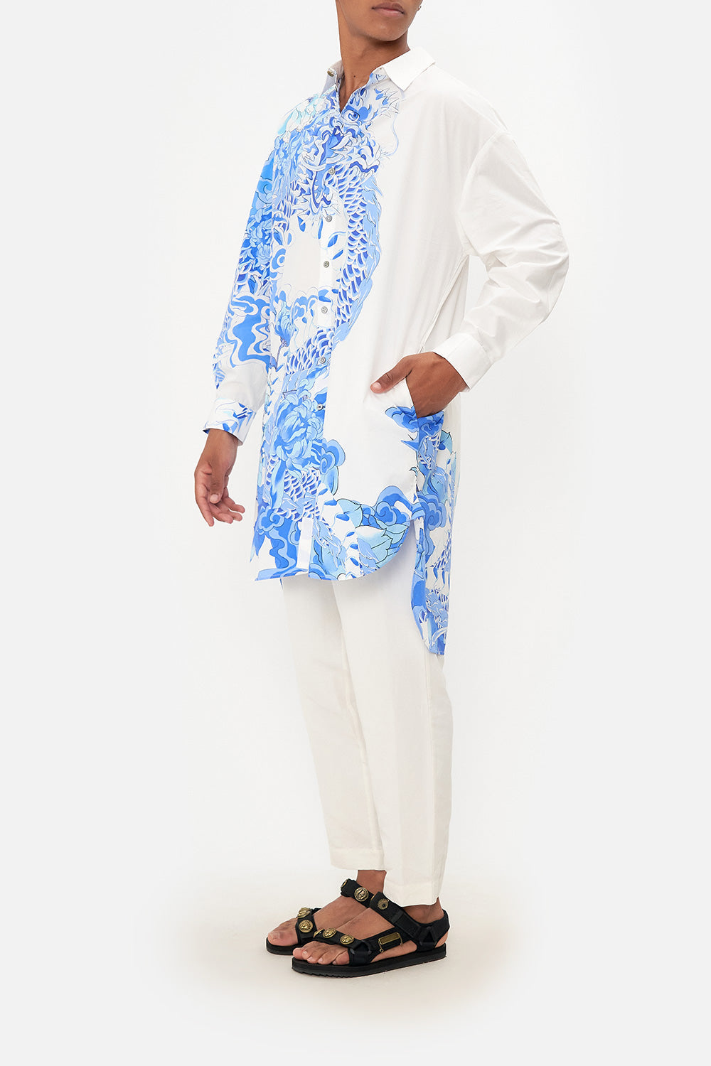 LONG LINE BUTTON UP MANTAN HEART OF A DRAGON